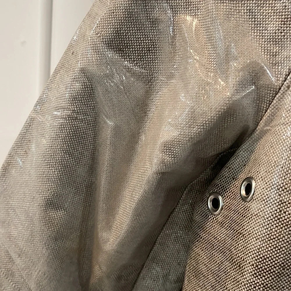 Tory Burch beige rain jacket fitted waterproof trench coat size Small - Picture 15 of 16